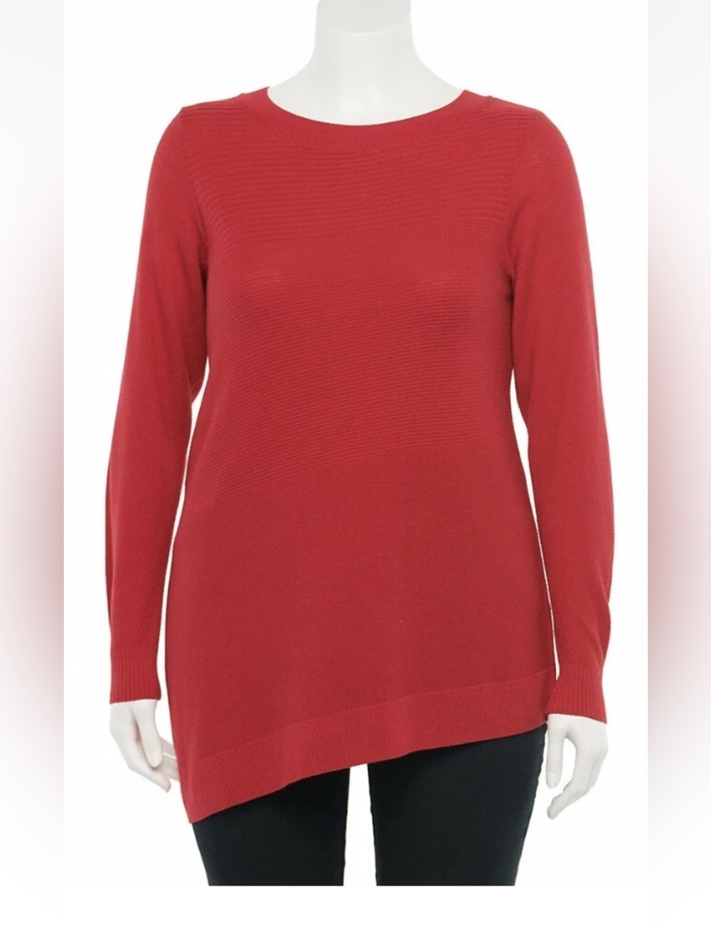 Womens 2X Apt. 9 Red Asymmetrical Crewneck Sweater NEW Long sleeve